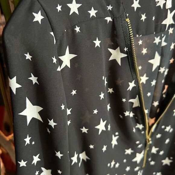 Stella Tweed Black Starry Blouse Size Medium - Picture 11 of 16